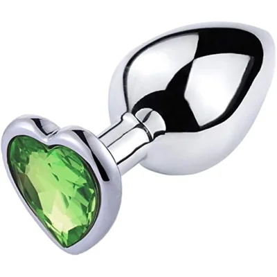 Dop Anal Hearty Buttplug, Medium, Argintiu/Verde Deschis, Passion Labs