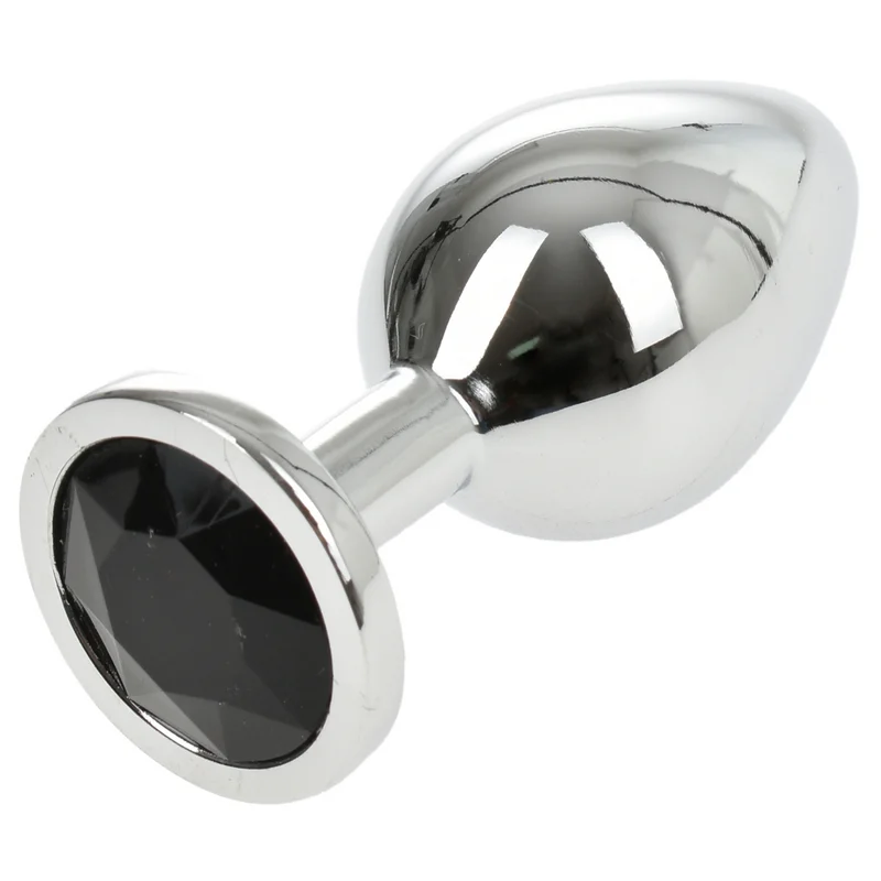 Dop Anal Metallic Buttplug Medium Argintiu/Negru Passion Labs