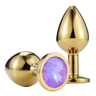 Dop Anal Metallic Buttplug, Large, Auriu/Mov Deschis, Passion Labs