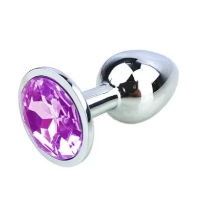 Dop Anal Metallic Buttplug Medium Argintiu/Mov Passion Labs