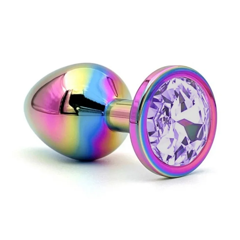 Dop Anal Metalic, Large, Multicolor, Piatra Mov Deschis, Guilty Toys