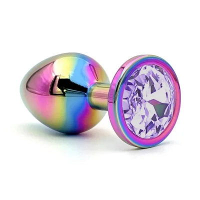 Dop Anal Metalic, Large, Multicolor, Piatra Mov Deschis, Guilty Toys