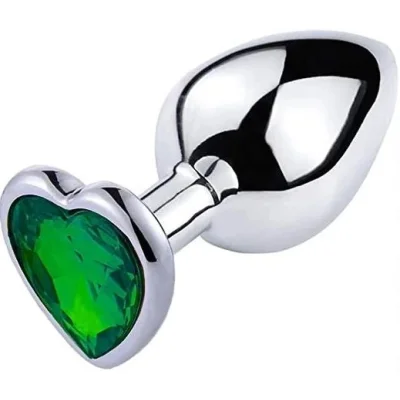 Dop Anal Hearty Buttplug, Large, Argintiu/Verde Inchis, Passion Labs