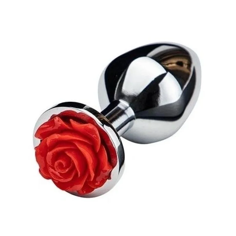 Dop Anal Rose Pleasure Large, Argintiu/Rosu, Guilty Toys