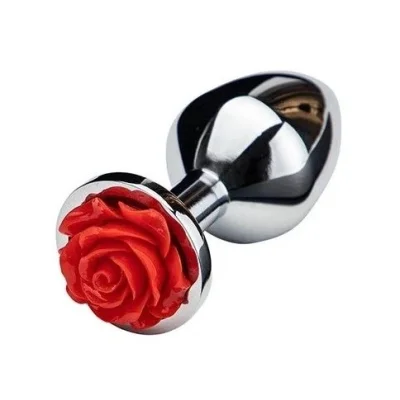 Dop Anal Rose Pleasure Large, Argintiu/Rosu, Guilty Toys