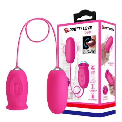 Ou Vibrator Daisy Dubla Stimulare, Licking Function, Silicon, Roz