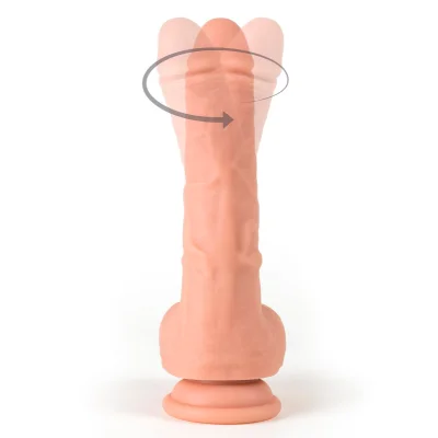 Vibrator Realist R9, Vibrating & Rotating, Remote Control, Silicon Lichid, USB, Natural, 21 cm