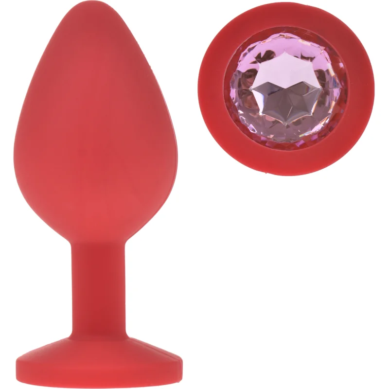 Dop Anal Silicone Buttplug, Medium, Rosu/Roz Deschis, Guilty Toys