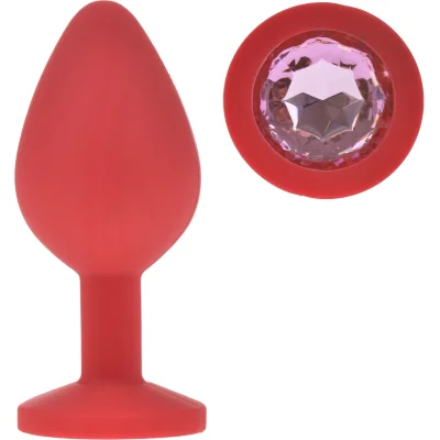 Dop Anal Silicone Buttplug, Medium, Rosu/Roz Deschis, Guilty Toys