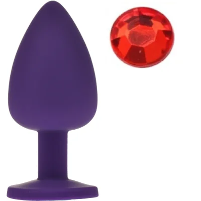 Dop Anal Silicone Buttplug, Large, Mov/Rosu, Guilty Toys