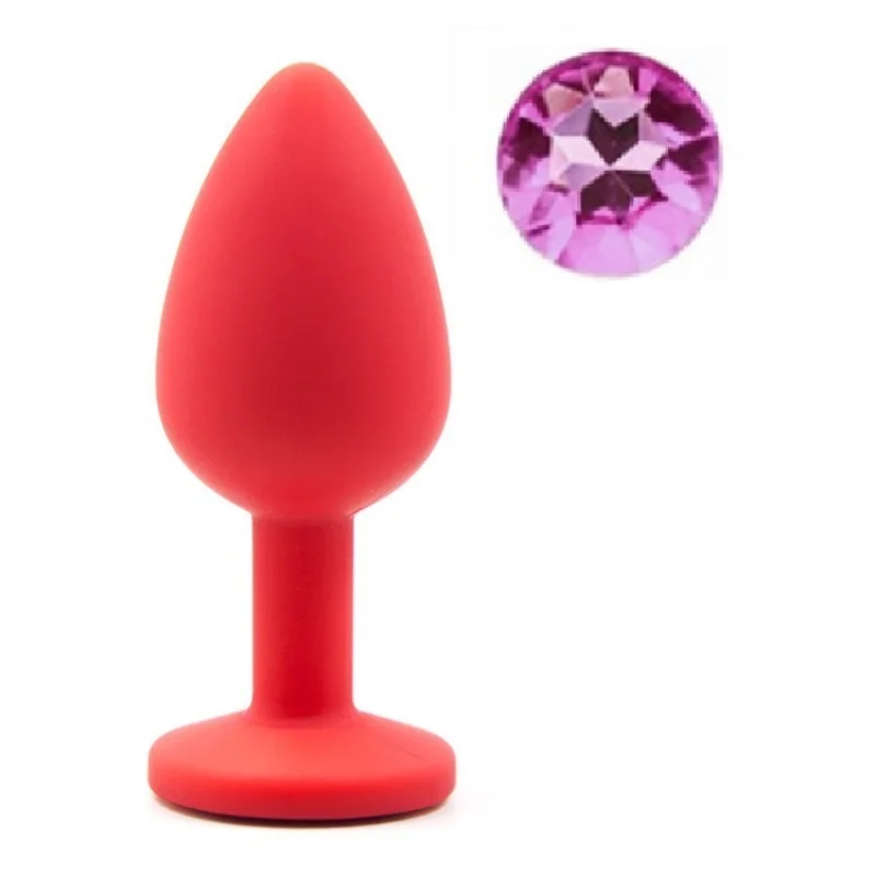 Dop Anal Silicone Buttplug, Medium, Rosu/Roz, Guilty Toys