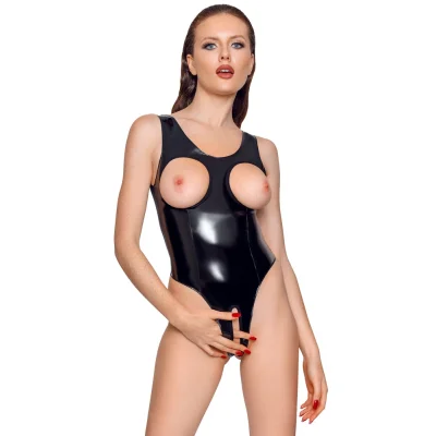 Body din Vinil cu Decupaje, Negru, L