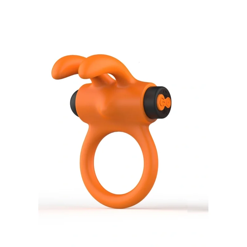 Inel Penis Sun, 10 Moduri Vibratii, Silicon, USB, Portocaliu/Negru, Guilty Toys, Cosmic Love