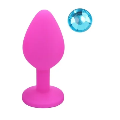 Dop Anal Silicone Buttplug, Medium, Roz/Albastru Deschis, Guilty Toys