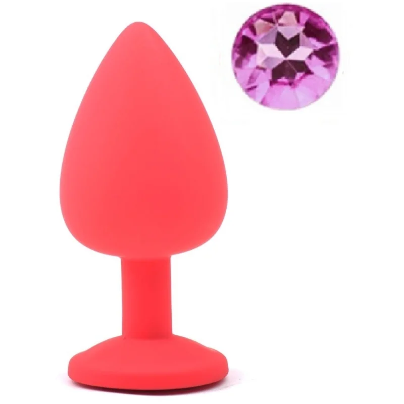 Dop Anal Silicone Buttplug, Large, Silicon, Rosu/Roz, Guilty Toys