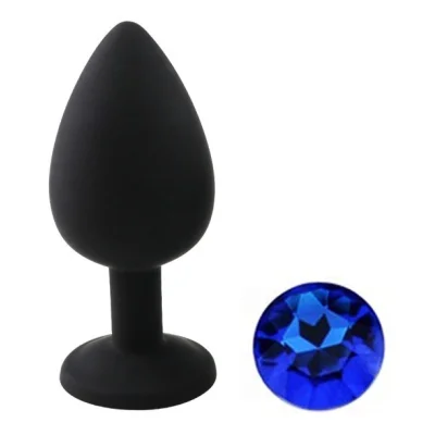 Dop Anal Silicone Buttplug, Large, Silicon, Negru/Albastru, Guilty Toys