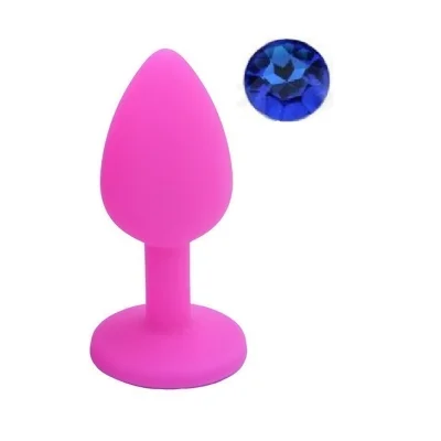 Dop Anal Silicone Buttplug. Medium. Roz/Albastru. Guilty Toys