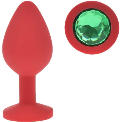 Dop Anal Silicone Buttplug, Medium, Rosu/Verde, Guilty Toys