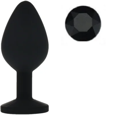Dop Anal Silicone Buttplug, Medium, Negru/Negru, Guilty Toys