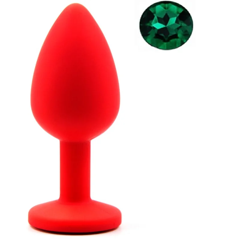 Dop Anal Silicone Buttplug, Small, Rosu/Verde, Guilty Toys