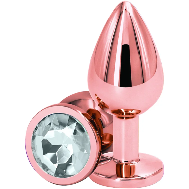 Dop Anal Charm Anal Plug Small, Rose Gold, Piatra Transparenta, Passion Labs