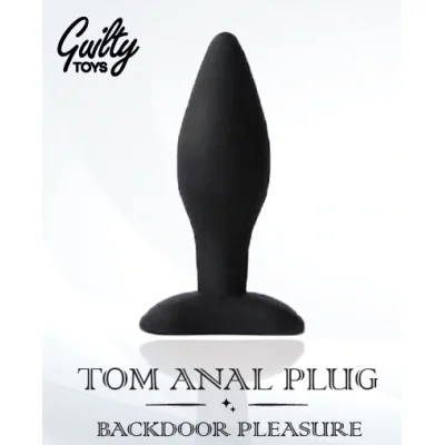 Dop Anal Tom, Silicon, Negru, 9 cm, Guilty Toys