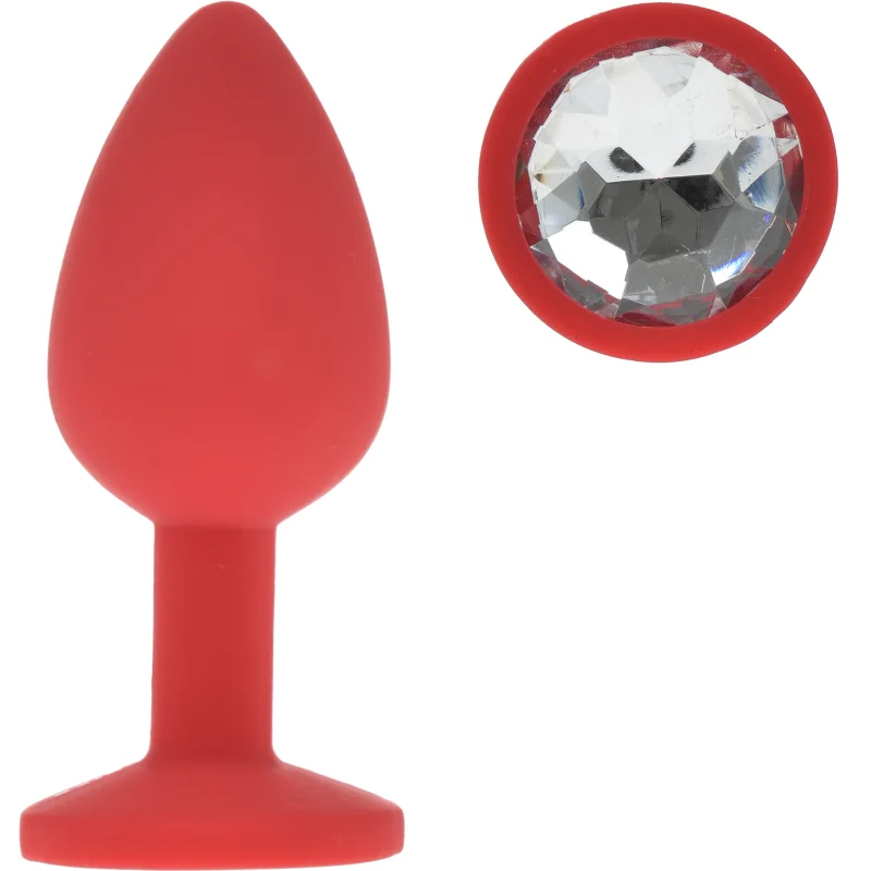 Dop Anal Silicone Buttplug, Small, Rosu/Clear, Guilty Toys