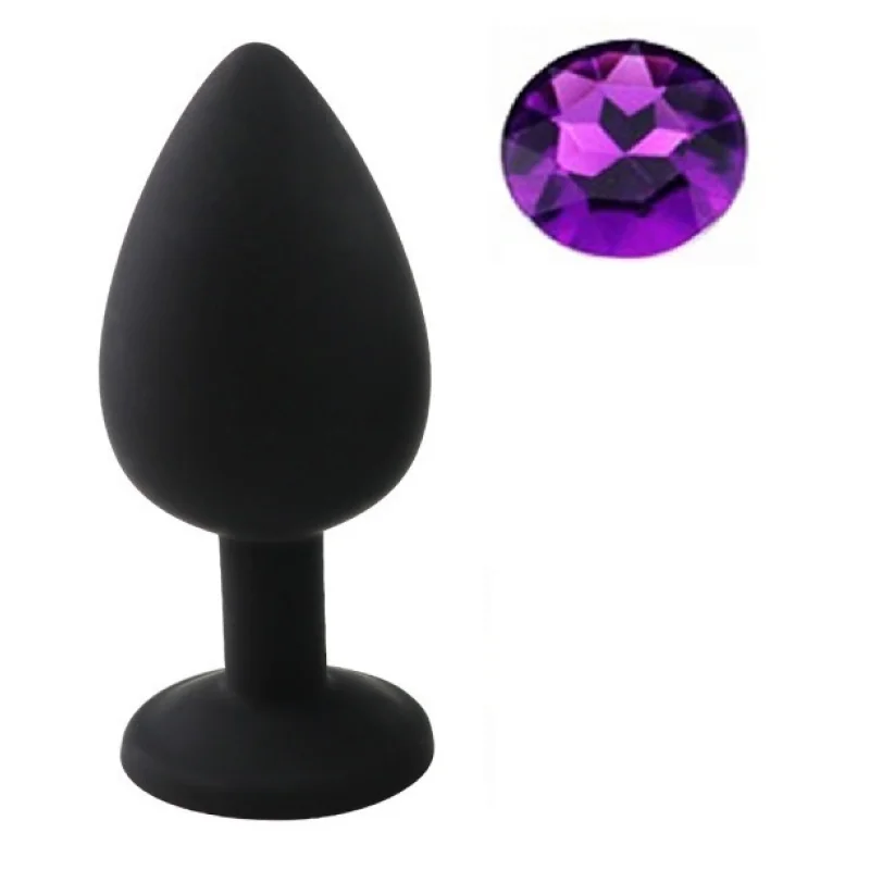 Dop Anal Silicone Buttplug, Large, Silicon, Negru/Mov, Guilty Toys