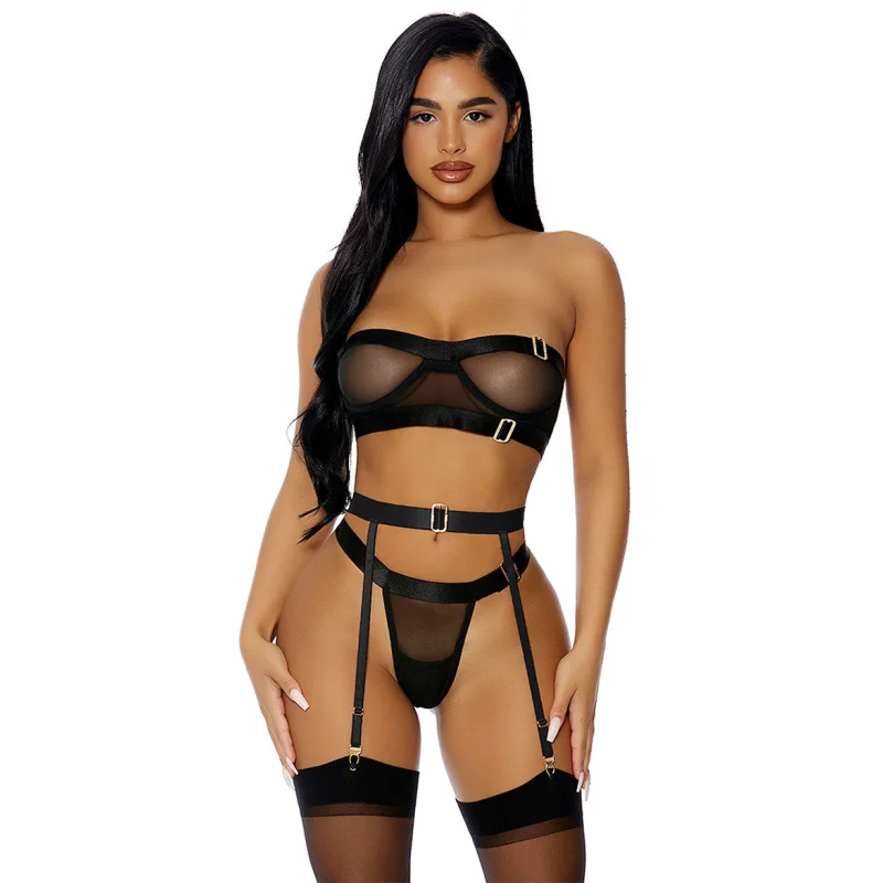 Set Lenjerie 4 Piese Damaris, Negru, L/XL