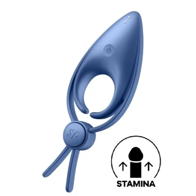 Inel Dublu de Penis Sniper 12 Moduri Vibratii Silicon Albastru USB