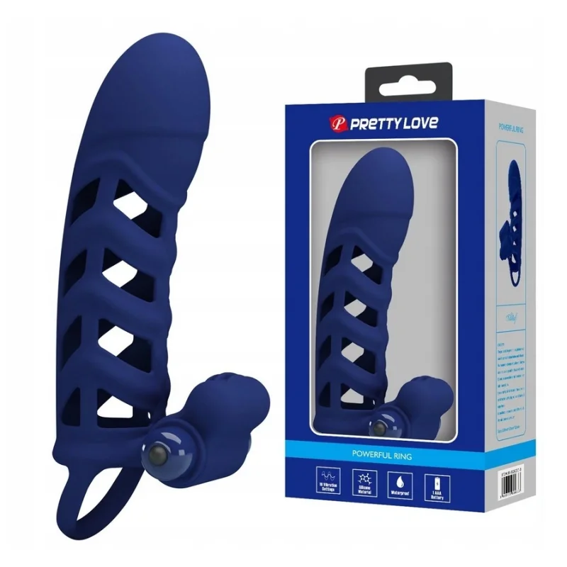 Manson Penis Altaf cu Stimulator Clitoridian, 10 Moduri Vibratii, Silicon, Albastru