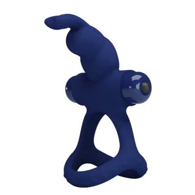 Inel Dublu de Penis Luchito, 10 Moduri Vibratii, Silicon, Albastru