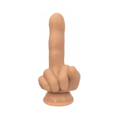 Dildo Middle Finger-Small, Baza cu Ventuza, Silicon Lichid, Natural, 15.5 cm, Passion Labs