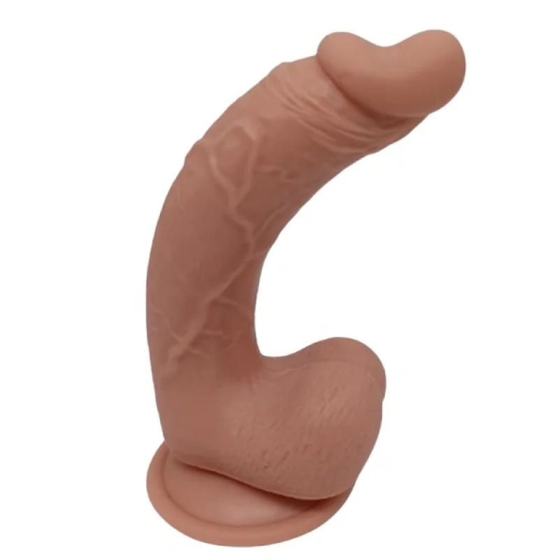 Dildo Curbat Arryn, Baza cu Ventuza, Silicon Lichid, Natural, 20 cm, Passion Labs