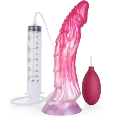 Dildo cu Ejaculare Meleys, Silicon Lichid, Roz, 23 cm