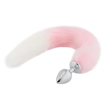 Dop Anal cu Coada Lunga, Roz/Alb, Passion Labs