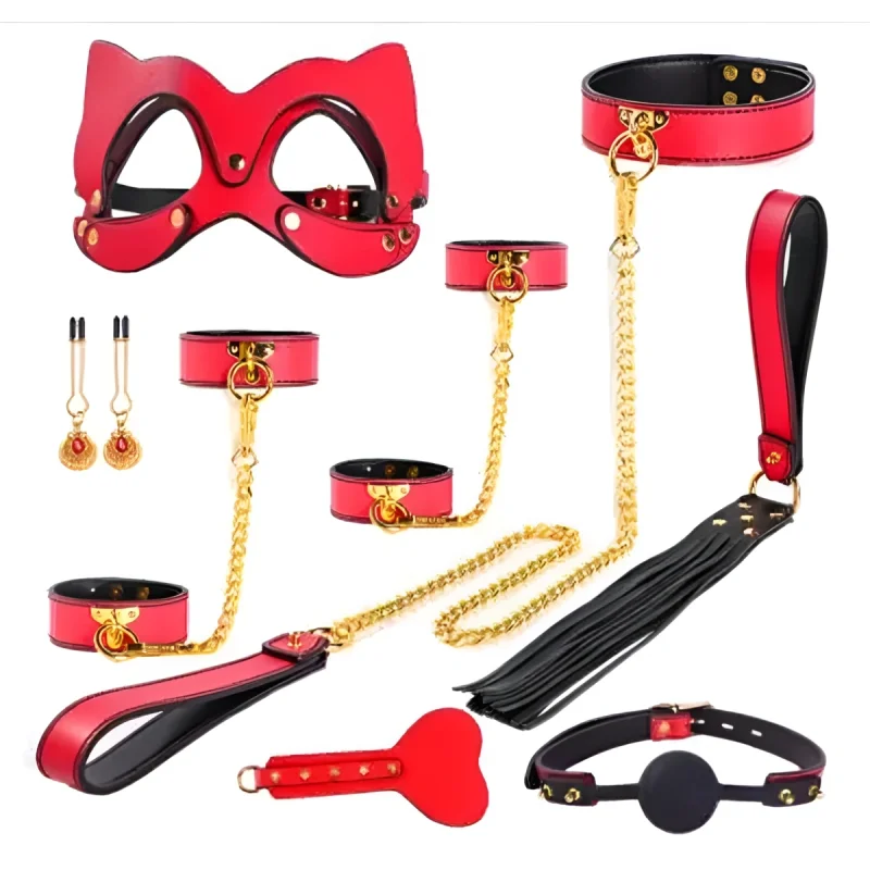Set BDSM Luxury Cat Woman 8 Piese, Rosu, Guilty Toys