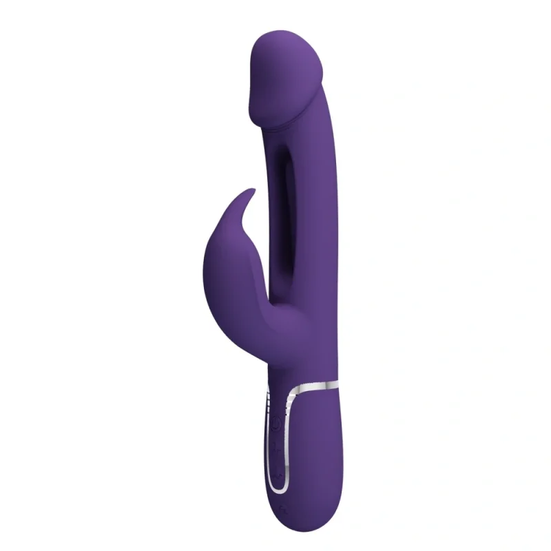 Vibrator Iepuras Kampas, 7 Moduri Vibratii, 4 Moduri Pulsare, Silicon, USB Magnetic, Mov Inchis, 23.2 cm