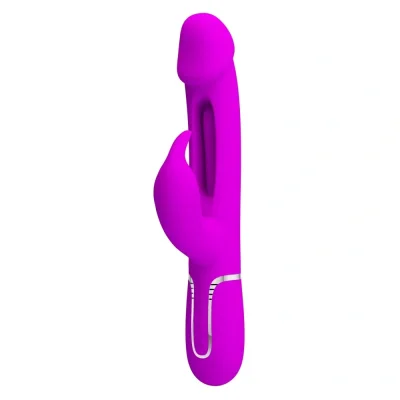 Vibrator Iepuras Kampas, 7 Moduri Vibratii, 4 Moduri Pulsare, Silicon, USB Magnetic, Mov Deschis, 23.2 cm