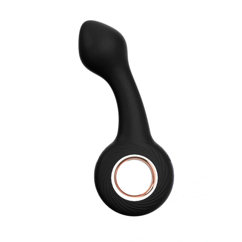 Vibrator Anal Ken, 12 Moduri Vibratii, Silicon, USB, Negru, 13.8 cm, Guilty Toys