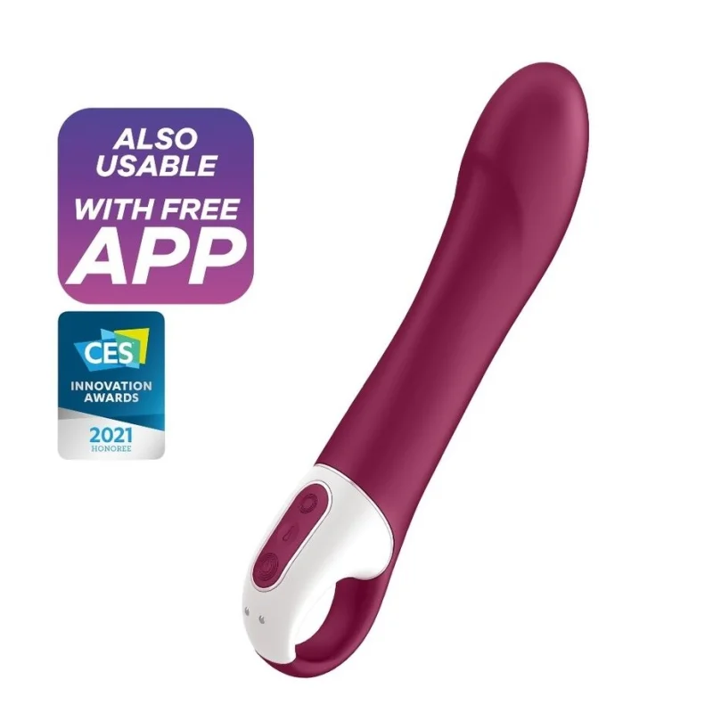 Vibrator Punctul G cu Incalzire Big Heat Bluetooth Control Free App Silicon USB 22 cm