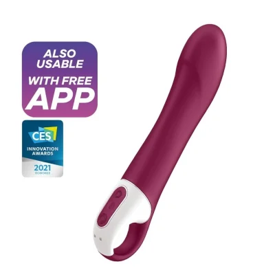 Vibrator Punctul G cu Incalzire Big Heat Bluetooth Control Free App Silicon USB 22 cm