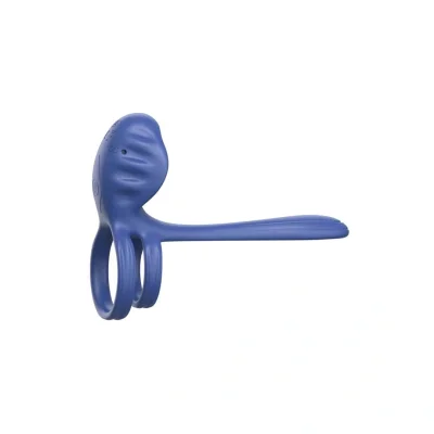 Inel de Penis Couples Slimline Vibrator, 9 Moduri Vibratii, Silicon, USB, Albastru