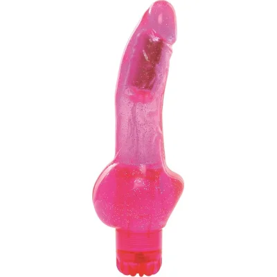 Vibrator Flary Glitter, Multispeed, PVC, Roz, 22 cm