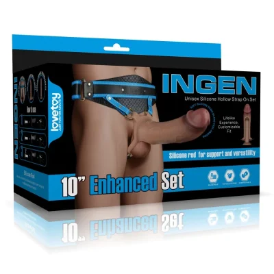 Set Strap-on INGEN Unisex, Silicon, L/Xl/2XL, Natural, 23.6 cm
