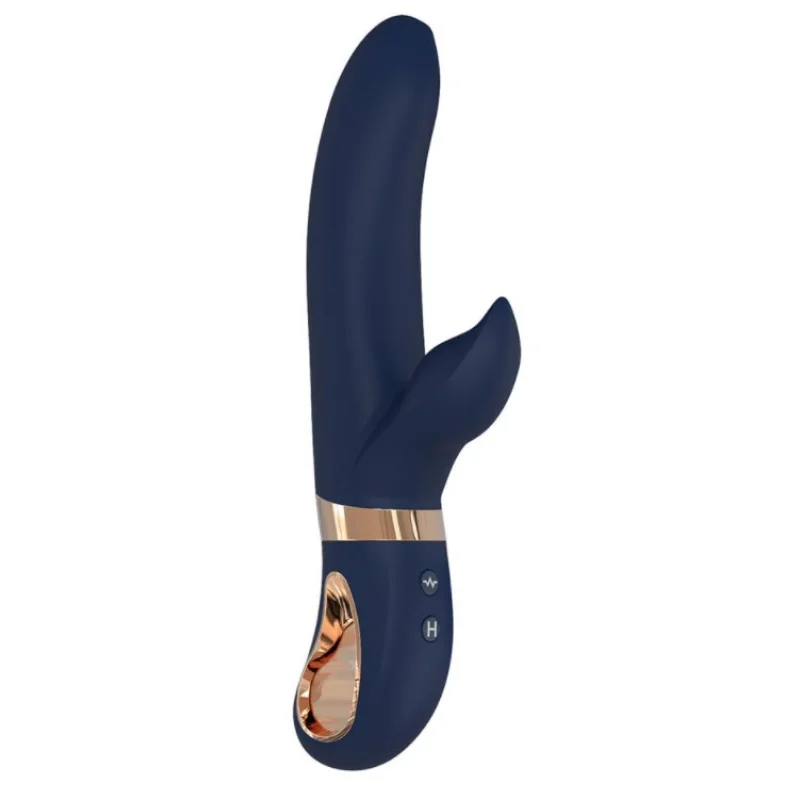 Vibrator Rabbit Atropos 10 Moduri Vibratii Functie de Incalzire Silicon Lichid Albastru 23 cm Goddess Collection
