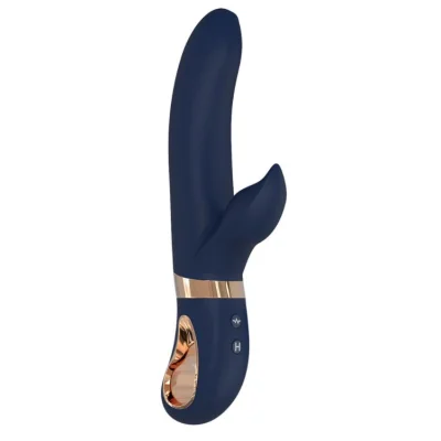 Vibrator Rabbit Atropos 10 Moduri Vibratii Functie de Incalzire Silicon Lichid Albastru 23 cm Goddess Collection