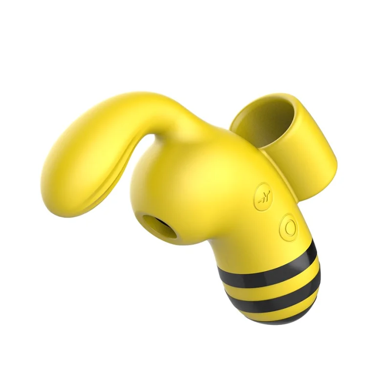 Stimulator Clitoridian Honey, 10 Moduri Vibratii, 5 Moduri Suctiune, Silicon, Galben/Negru, 10.5 cm, Passion Labs