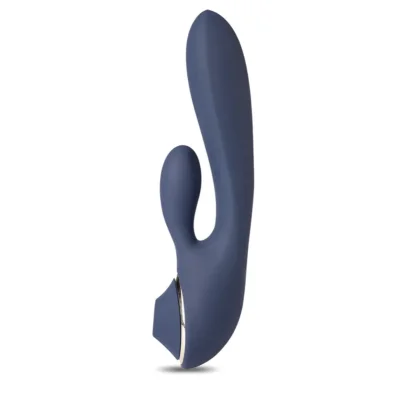 Vibrator Mystic Love, 10 Moduri Vibratii, 3 Moduri Suctiune, Silicon, USB, Albastru Inchis, 20 cm