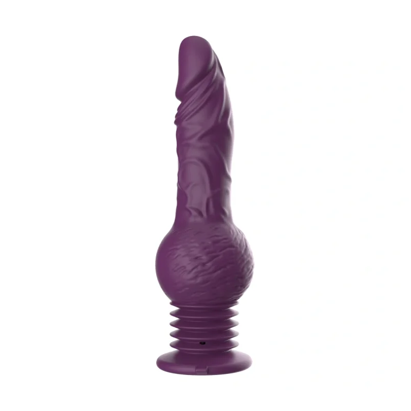 Vibrator Thrusting cu Ventuza, 10 Moduri Vibratii, 3 Moduri Impingere, Silicon, USB, Mov, 25 cm, Passion Labs